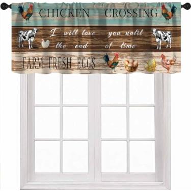 Imagem de Sanefa de madeira de fazenda, galinha de fazenda, vintage, rural, retrô, animal, pequena para decoração de quarto, sala de estar, café, 1 painel 137 x 45 cm
