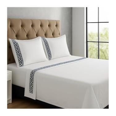 Imagem de Jogo Lençol Platinum Bordado Queen Size 4 Peças 200 Fios Kit Cama Completo Qualidade(Modelo - 1)