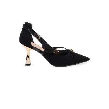 Imagem de Scarpin Bebecê Slingback Com Detalhe em Fivela, Preto, 36