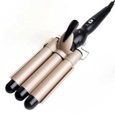 Imagem de Chapinha Ondulador Formador Triplo 22mm Modelador de Cachos Onda Cabelo Cerâmica 200°C(Dourada)