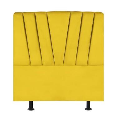 Imagem de Cabeceira Estofada De Cama Casal Box 140 Cm Louise Suede Amarelo