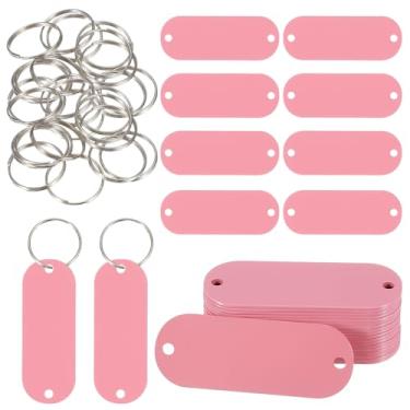 Imagem de PATIKIL 30 peças em branco para estampagem de metal, etiquetas de nome de 5 cm de aço inoxidável, etiquetas de metal, disco de placa com 2 furos, chaveiro para gravação a laser, etiquetas de coleira