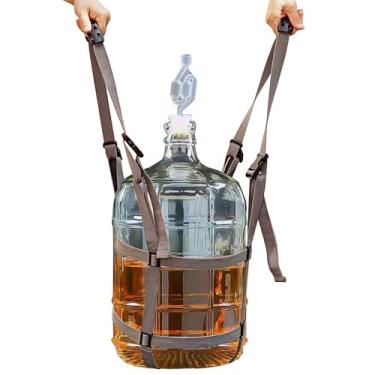 Imagem de Alças de vidro para transporte fácil de transportar de 5 galões, protetor de garrafa de vidro, ajustável e forte para levantamento fácil, seguro, transporte, garrafa de jarra, serve para 9 a 15