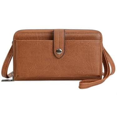 Imagem de GOIACII Bolsa de telefone pequena bolsa transversal feminina linda carteira de viagem couro vegano macio, Marrom