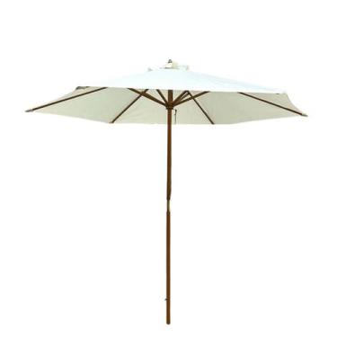 Imagem de Ombrelone Central de Madeira 3,00 metros Redondo Guarda Sol Piscina Pr