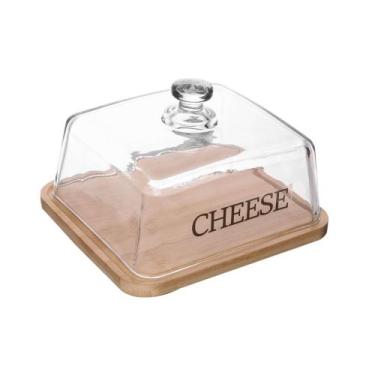Imagem de Queijeira 21cm de vidro com base de Bambu Basic Wolff -21314