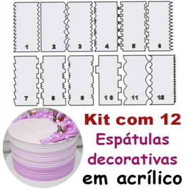 Imagem de Kit 12 Espátulas em Acrílico para modelar Bolo - Gráfica sublime
