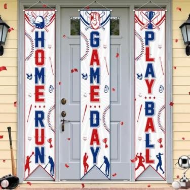 Imagem de Banners de letreiro de varanda de beisebol Wayyogh 3 peças de poliéste