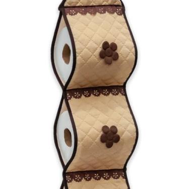 Imagem de Porta Papel Higienico，Suspenso，Design de Tecelagem，Acomoda TrêS Rolos de Papel Toalha，Economize EspaçO no Banheiro e na Cozinha(Avelã)
