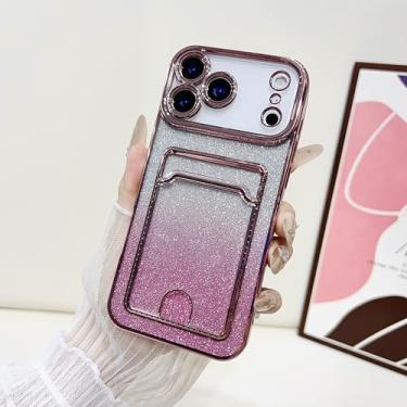 Imagem de HTVJFXCapa Carteira com Glitter Gradiente para iPhone 16 Plus (Para iPhone 16 Plus/Rosa)