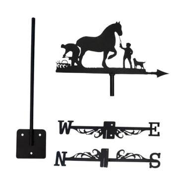 Imagem de Generic em forma de cavalo, indicador de direção do vento, acessório decorativo para telhado, decoração de telhado de casa de campo ou cerca, Cavalo com Homem