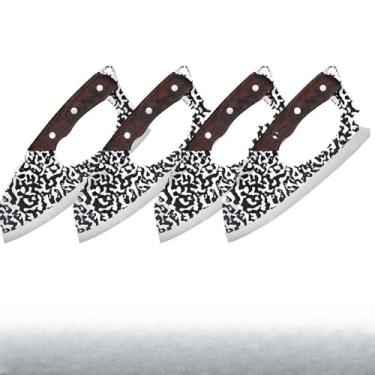 Imagem de Cutelo para Churrasco Profissional em Aço Inox Artesanal 23cm – Faca Cutelo Rústica para Cozinha, Churrasco e Camping(4PCS)