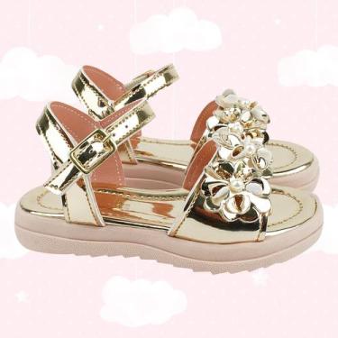 Imagem de Sandália Feminina Infantil Menina Confortável e Macia Moda Star com Fl