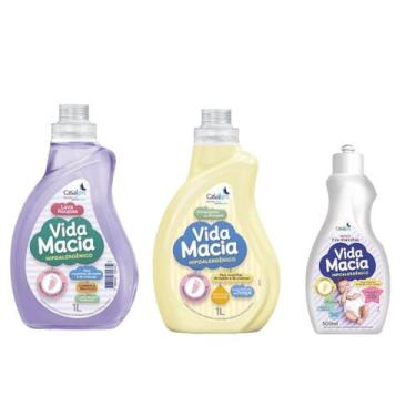 Imagem de Kit vida macia lava roupas 1l + amaciante 1l + tira manchas 500ml - Ca