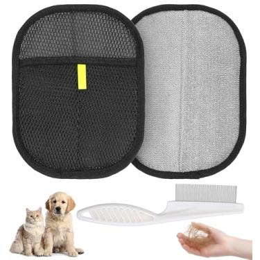 Imagem de ValueBargain Pacote com 2 luvas removedoras de pelos de cães de estimação, luvas de remoção de pelos de animais de estimação eletrostáticas reutilizáveis para gatos e cães, sofá, cama, roupas