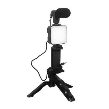 Imagem de Kit Profissional para Gravação Celular Led Tripé Microfone Suporte Uni