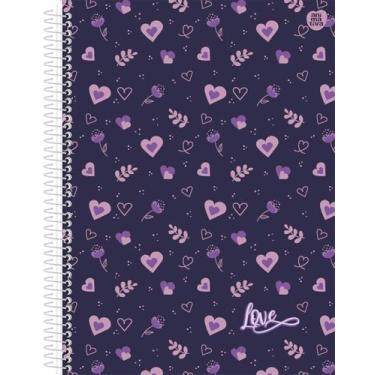 Imagem de Caderno Universitário Animativa, 1 Matéria, Capa Dura, Love, 80 Folhas, Pacote com 4