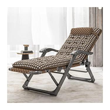 Imagem de ONDHGFBGB Espreguiçadeira dobrável ajustável reclinável com travesseiro e apoios de braço de massagem ao ar livre para pátio, jardim, praia, piscina, acampamento, estrutura de aço