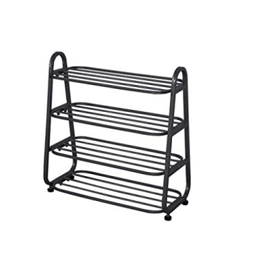 Imagem de Lss9azznmm Sapateira simples sapateira prateleira de sapatos de ferro forjado com roda rack de armazenamento de sapatos de 4 níveis para corredor entrada dormitório quarto metal organizador de sapatos