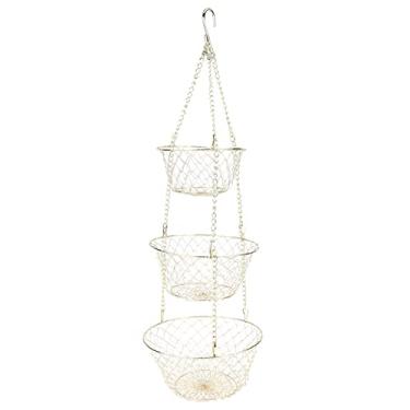 Imagem de Cestas de frutas suspensas removíveis multifuncionais de 3 camadas Organizador de armazenamento de vegetais para horta