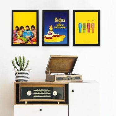Imagem de Kit 3 Quadros Beatles Yellow Submarine - 45x34cm - Pretos
