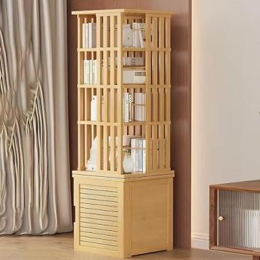 Imagem de Torre giratória de estante para quarto e sala de estar - Rotação de prateleira de livros giratória circular