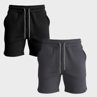 Imagem de Kit 2 Bermudas Masculina Moletom Short Dagg Algodão Lisa Com Bolsos-Masculino