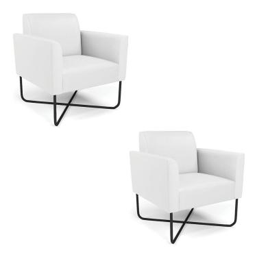 Imagem de Kit 2 Poltronas Base X Industrial Preto Marisa Corino Branco D03 - D\'rossi