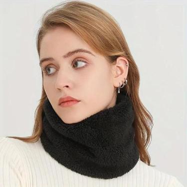 Imagem de Cachecol Feminino De Inverno Corta-Vento De Pelúcia, Gola Tubular De C