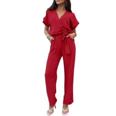 Imagem de Macacão de Uma Peça PRETTYGARDEN Vermelho Pantalona Médio