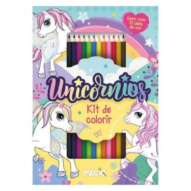Imagem de Unicórnios Kit De Colorir