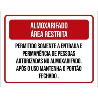 Imagem de Kit 10 Placa Acm Almoxarifado Área Restrita 18X23 - Sinalizo
