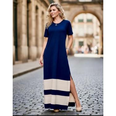 Imagem de Vestido Faixa Com Bolso e Fenda Lateral Moda Femenina - nascimentomoda