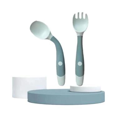Imagem de Conjunto De Colher E Garfo De Silicone Livre De BPA Para Bebês, 2 Peça
