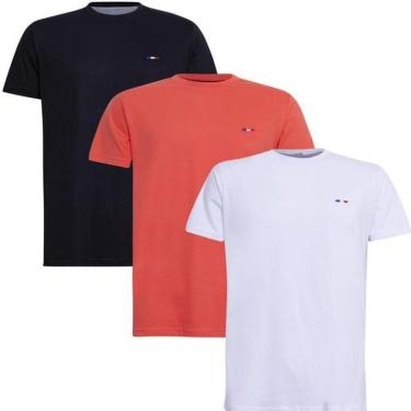 Imagem de Kit Camiseta Industrie Básica Bordada França  Algodão Premium Masculina 3 peças Cores-Masculino