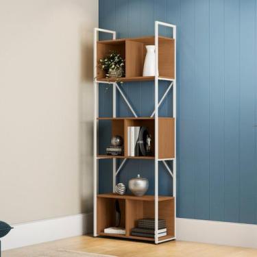 Imagem de Estante Estilo Industrial Metal E Madeira Organizador 202x72cm - Kappe