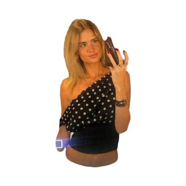 Imagem de Camiseta Feminina Ombro a Ombro Com Poás, Tendência De Verão, Gola Ass