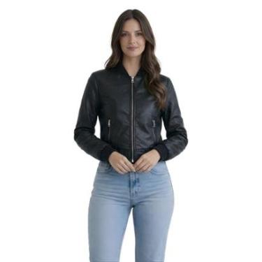 Imagem de Jaqueta Bomber Feminina Couro Fake Peluciada-Feminino