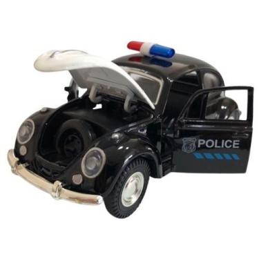 Imagem de Super Carrinho De Ferro Fusca Clássico Polícia 1/32 Miniatura Coleção 