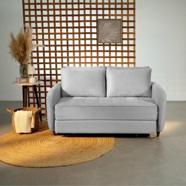 Imagem de Sofá Cama Casal 150cm Mode Cabecasa Madeiraoriginals Veludo Cinza