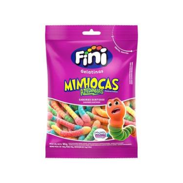 Imagem de Bala de Gelatina Cítrica Minhoca FINI 100g, 1 unidade, Morango, limão,