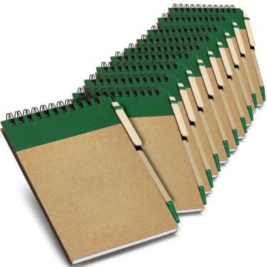 Imagem de Kit 10x Caderneta Pocket Eco com Caneta 10x14cm 60 Folhas TopGet Verde