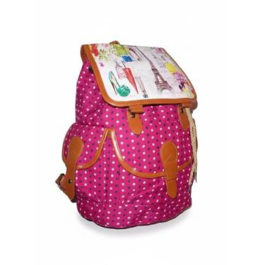 Imagem de Mochila Feminina Pink Paris Estrelas Retrô Casual