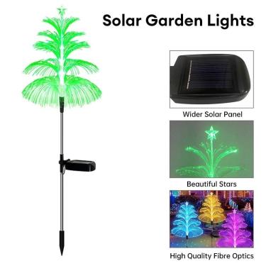 Imagem de Kit Luz Solar Decorativa de Jardim Modelo:(c) (4 Pç) com Fibra Óptica em Forma de Água-...
