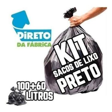 Imagem de Saco de Lixo Kit 20+40+60+100l Reforçado para Escritórios Lojas e Uso Doméstico Preto Higipack