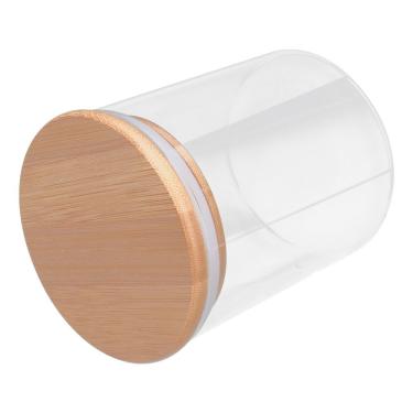Imagem de Pote de Vidro para Temperos Pote Vidro Tampa Bambu Hermético 550ML Conservação de Alimentos Transparente Show House