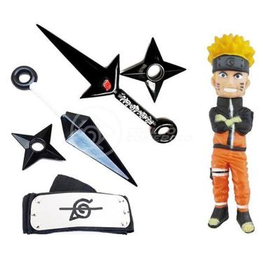 Imagem de Kit Boneco Action Figure Uzumaki Naruto Shippuden com Bandana, 2 Kunai e 2 Shuriken Tiktoys