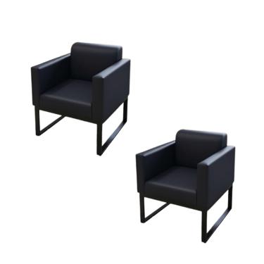 Imagem de Kit 2 Sofanetes Poltrona Loft Lisa para Recepção Preto