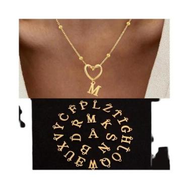 Imagem de Colar Feminino De Aço Inoxidável Banhado a Ouro Com Pingente De Coraçã