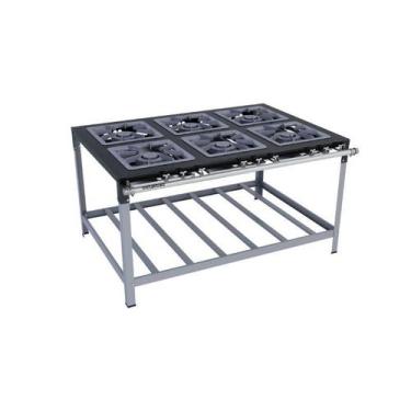 Imagem de Fogão Industrial 6 Bocas Duplas 40X40 P9 Luxo Metalmaq